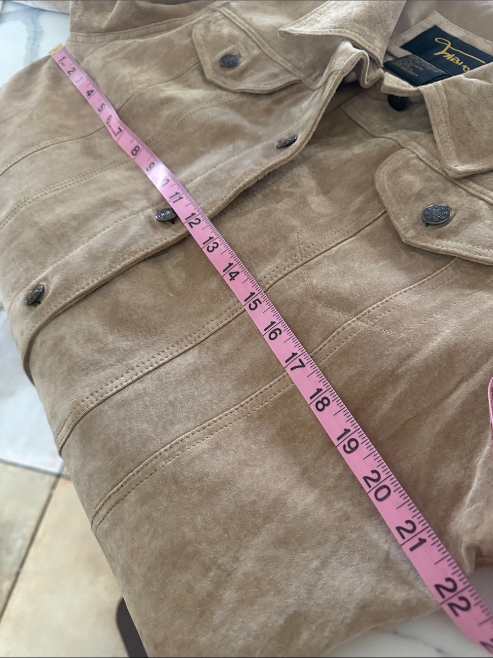 Fabio Women's Suede Leather Button-Front Jacket - Tan size XL - Picture 12 of 14